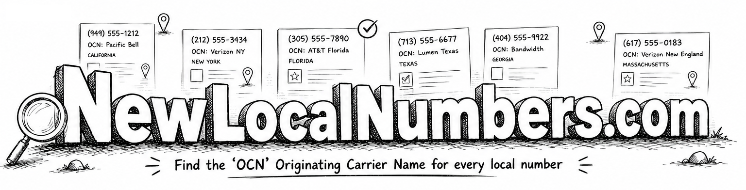 NewLocalNumbers.com. Find the OCN originating carrier name for every local number