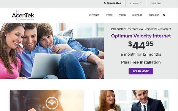 Homepage screenshot of Ace Link Telecommunications Inc