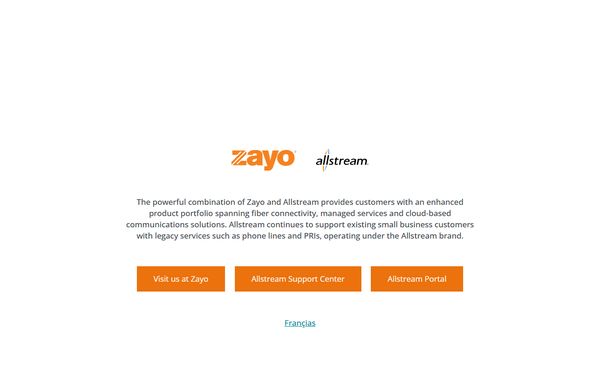 Homepage screenshot of Allstream