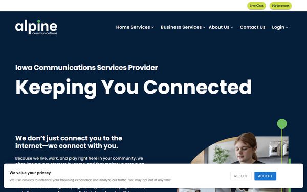 Homepage screenshot of Alpine Communications