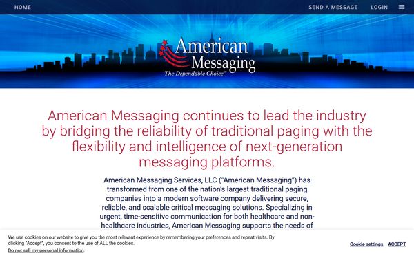 Homepage screenshot of American Messaging Services LLC