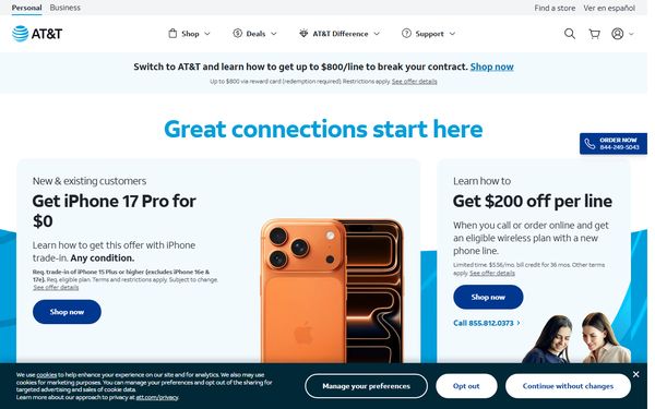 Homepage screenshot of Teleport Communications America - LA - LLC