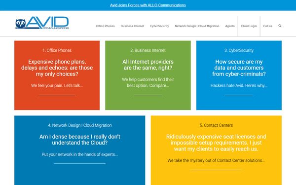 Homepage screenshot of Avid Communications LLC - MO