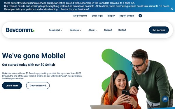 Homepage screenshot of Cannon Valley Telecom