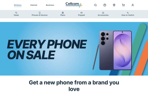 Homepage screenshot of Cellcom