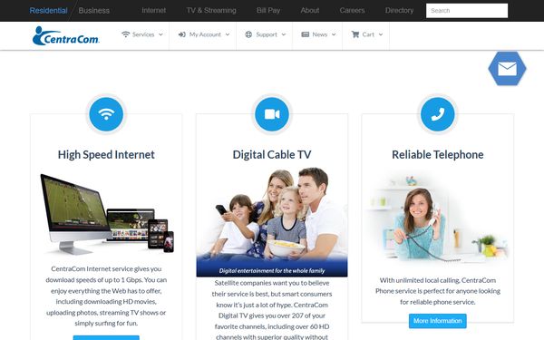 Homepage screenshot of CentraCom Interactive
