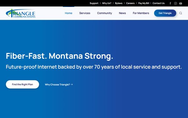 Homepage screenshot of Triangle Telephone Cooperative Association Inc