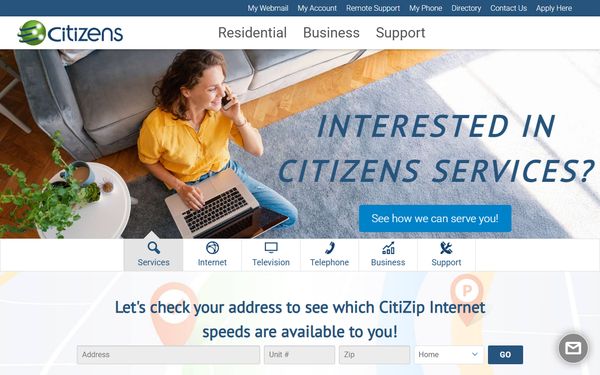 Homepage screenshot of Citizens