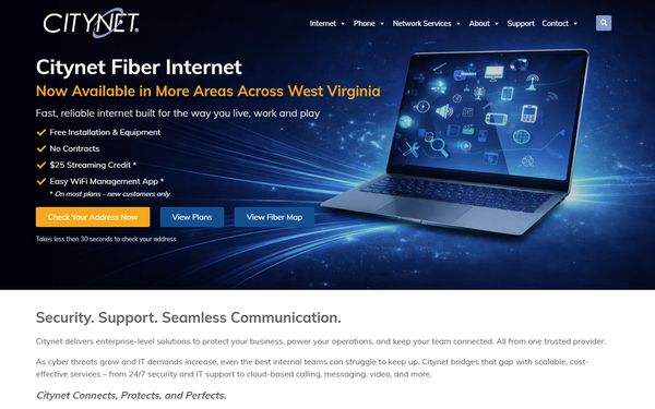 Homepage screenshot of Citynet