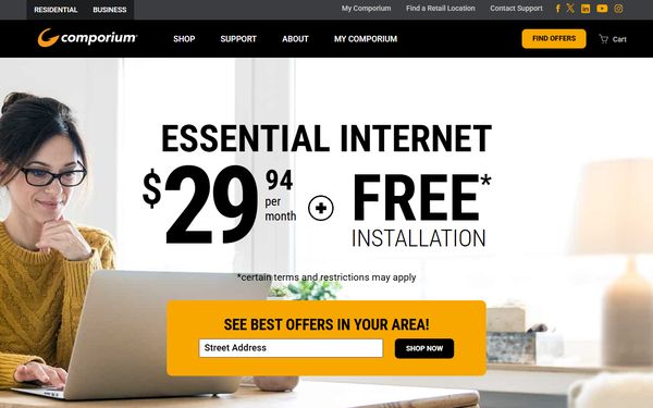 Homepage screenshot of Comporium Inc