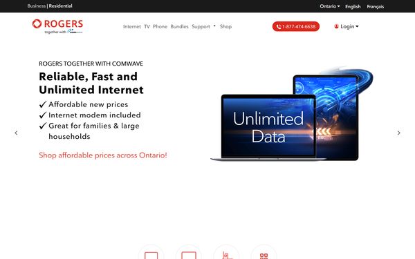 Homepage screenshot of Comwave Networks Inc - ON