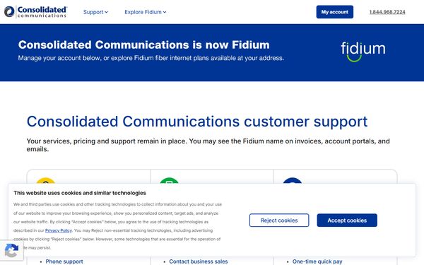 Homepage screenshot of Illinois Consolidated Telephone Company
