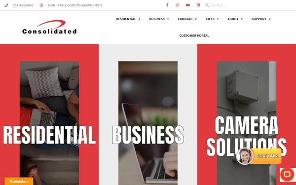 Homepage screenshot of Consolidated Telcom