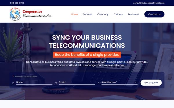 Homepage screenshot of Cooperative Communications Inc - NJ