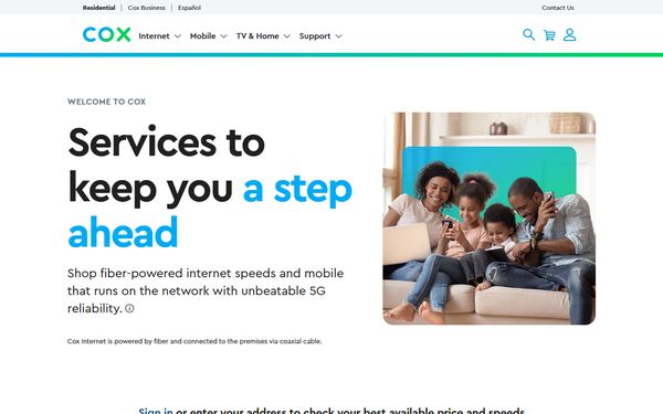 Homepage screenshot of Cox