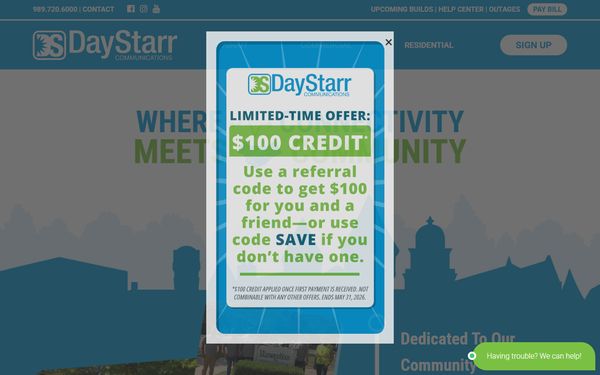 Homepage screenshot of DayStarr LLC dba DayStarr Communications