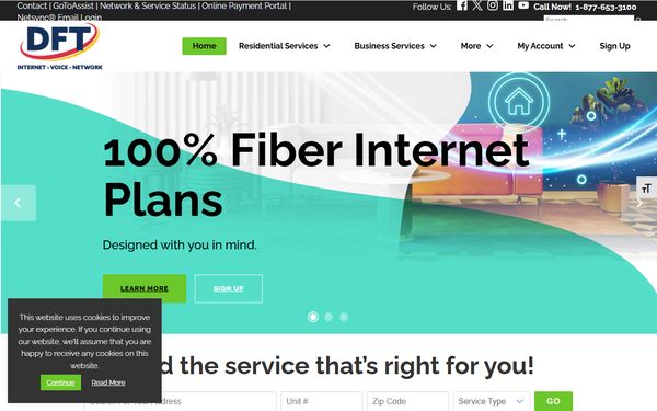 Homepage screenshot of Dunkirk & Fredonia Telephone Company