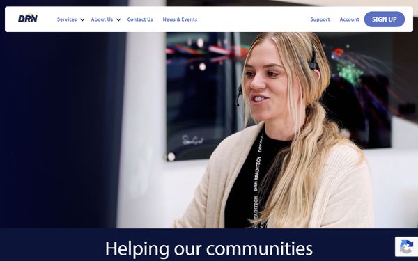Homepage screenshot of Dickey Rural Telephone Cooperative