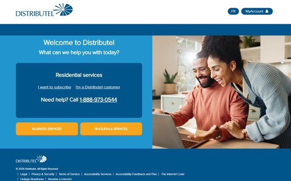 Homepage screenshot of Distributel Communications Limited - ON