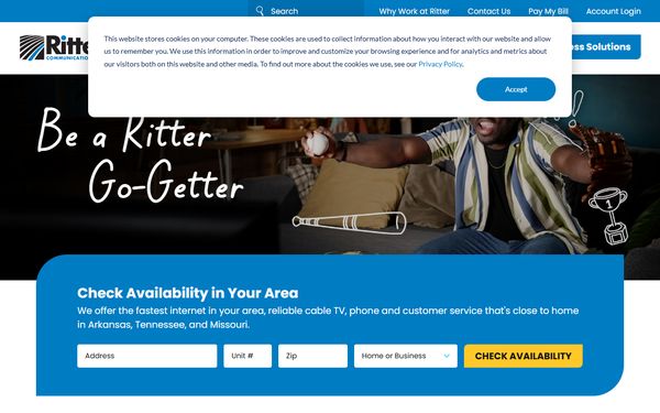 Homepage screenshot of E. Ritter Communications LLC