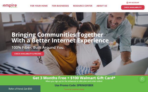 Homepage screenshot of Empire Long Distance Corporation