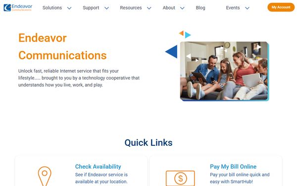 Homepage screenshot of Endeavor Communications