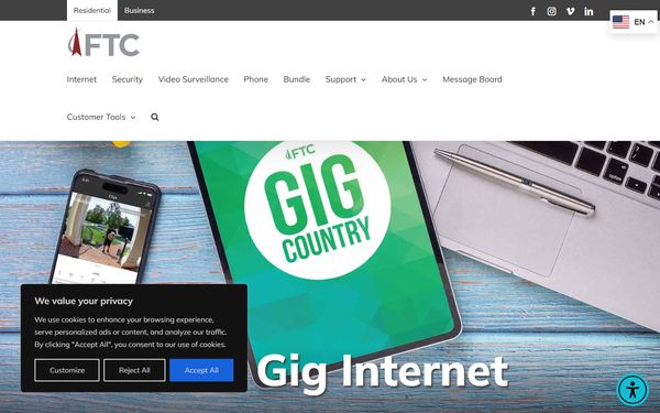 Homepage screenshot of Farmers Telecommunications Corporation - AL