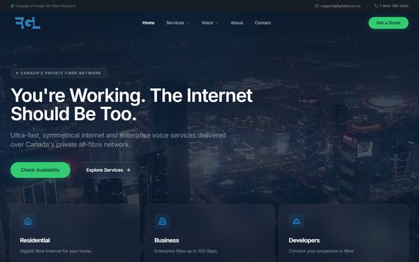 Homepage screenshot of FGL Telecom Inc - ON