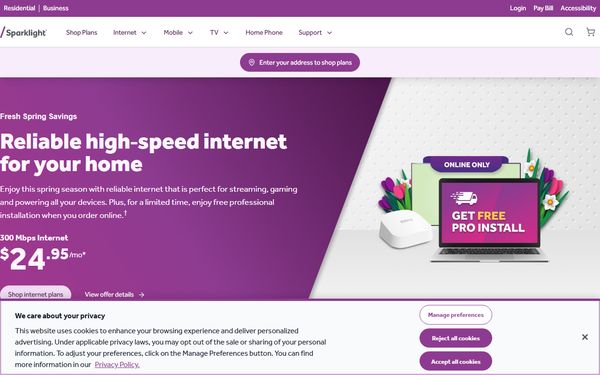 Homepage screenshot of Fidelity Cablevision LLC