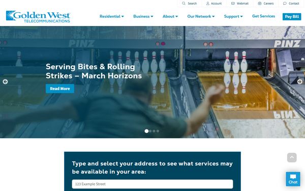 Homepage screenshot of Golden West Telephone Cooperative Inc dba Golden West Telecommunications