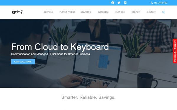 Homepage screenshot of Grid 4 Communications Inc - MI
