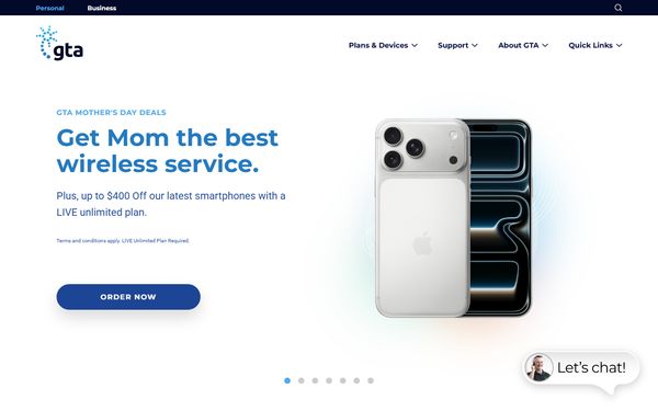Homepage screenshot of Guam Wireless Telephone Company LLC
