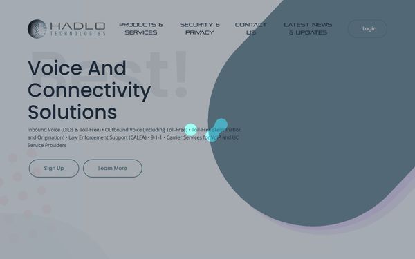Homepage screenshot of Hadlo Technologies