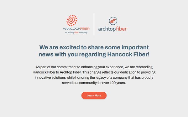 Homepage screenshot of Hancock Communications