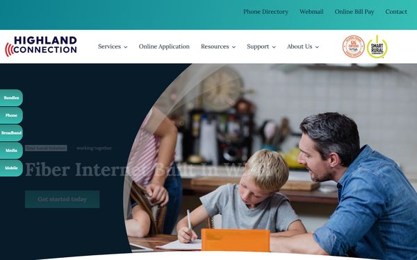 Homepage screenshot of Highland Telephone Cooperative Inc - KY