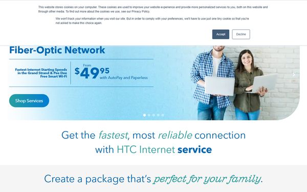 Homepage screenshot of Horry Telephone Cooperative Inc - SC