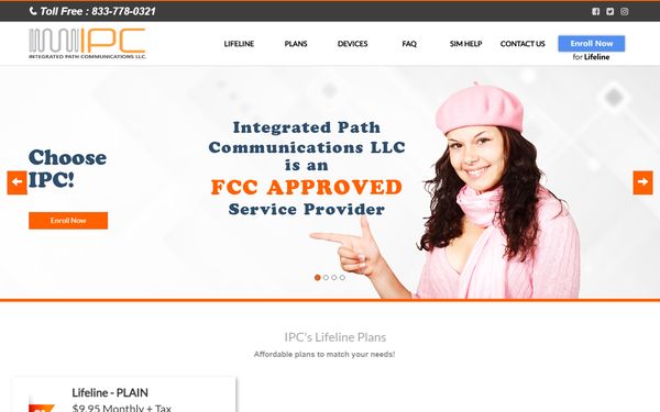 Homepage screenshot of Integrated Path Communications-Vermont LLC - VT