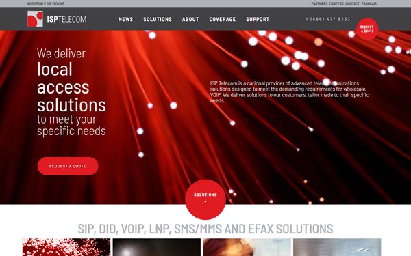 Homepage screenshot of ISP Telecom Inc