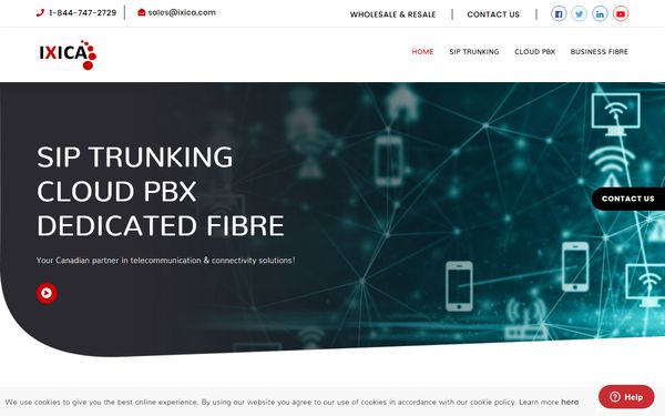 Homepage screenshot of IXICA Communications Inc