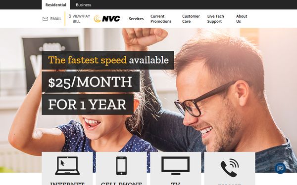 Homepage screenshot of James Valley Wireless LLC