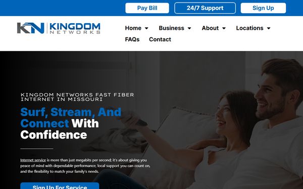 Homepage screenshot of Kingdom Telephone Company