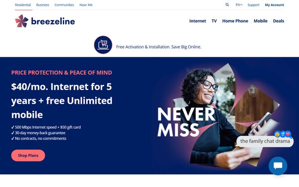 Homepage screenshot of Clarity Telecom LLC dba Bluepeak