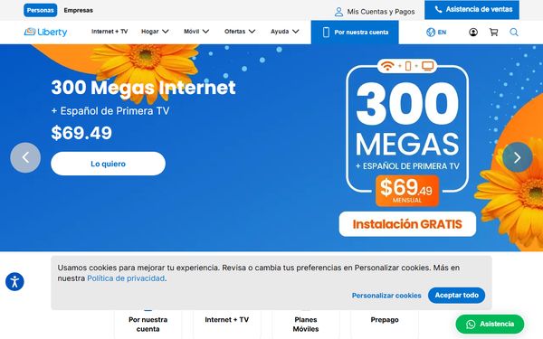 Homepage screenshot of Liberty Cablevision