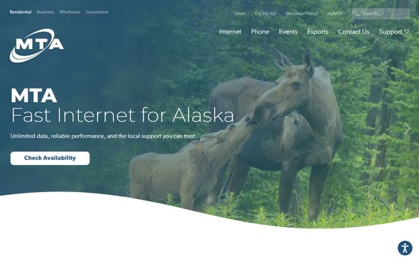 Homepage screenshot of Matanuska Telephone Association Inc