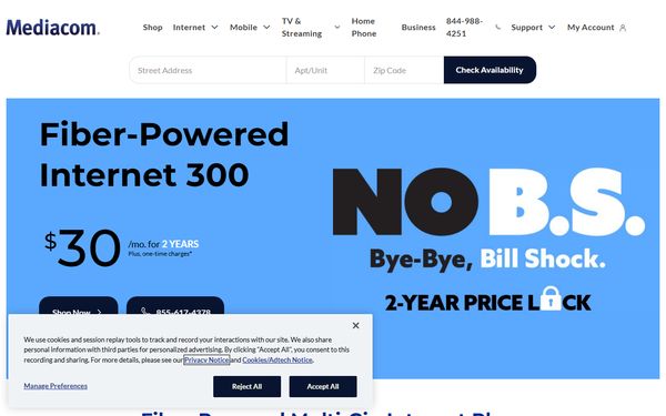 Homepage screenshot of Mediacom Telephony of Illinois LLC - IL