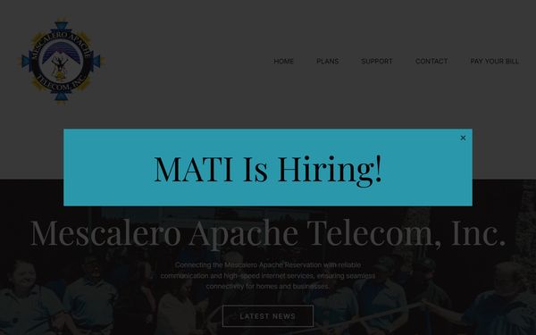 Homepage screenshot of Mescalero Apache Telecom Inc - NM