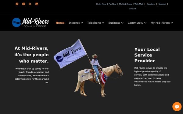 Homepage screenshot of Mid-Rivers Telephone Cooperative Inc