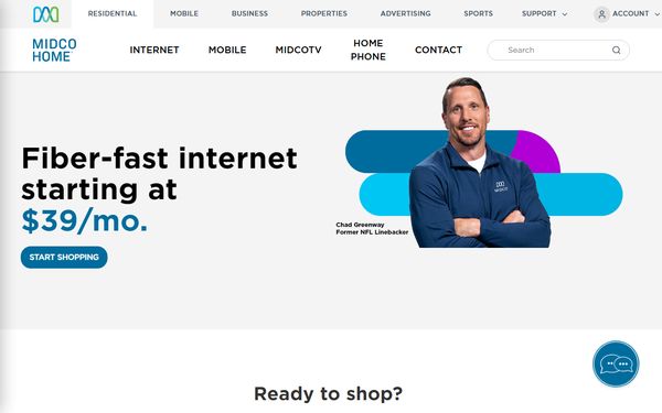 Homepage screenshot of Midcontinent Communications - SD