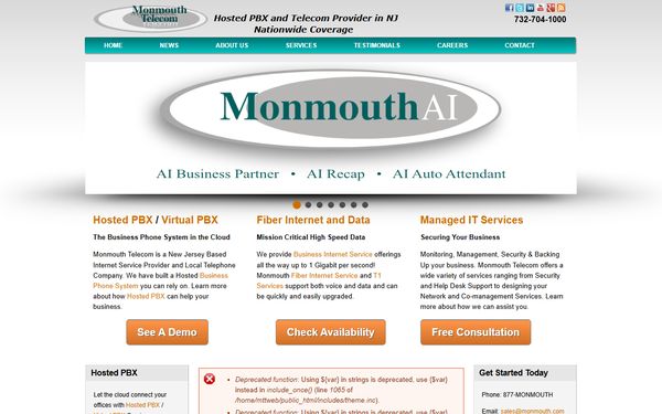 Homepage screenshot of Monmouth Telephone & Telegraph Inc - NJ