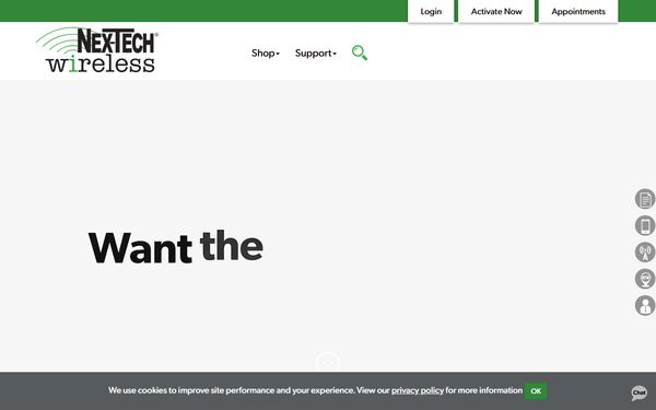 Homepage screenshot of Nex-Tech Wireless